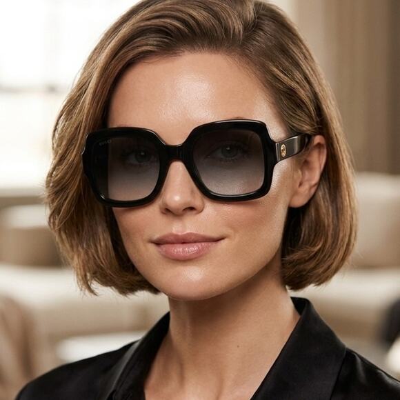 New! Gucci GG1337S 001 Black Square Oversized Sunglasses, Authentic main image 8